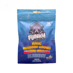 Funky Monkey - Amanita Muscaria - Magic Mushroom Gummies - 5000 MG - Blueberry - 10 Gummies (500MG Each)